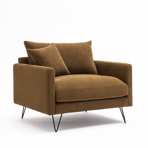 Fauteuil XL En Tissu Pieds Épingles Noirs