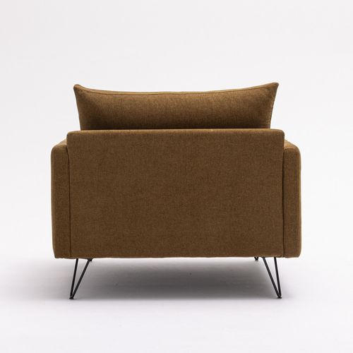 Fauteuil XL En Tissu Pieds Épingles Noirs