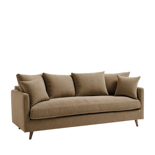 Canapé Convertible 3 Places En Tissu Pieds Bois Foncé