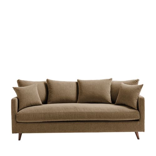 Canapé Convertible 3 Places En Tissu Pieds Bois Foncé