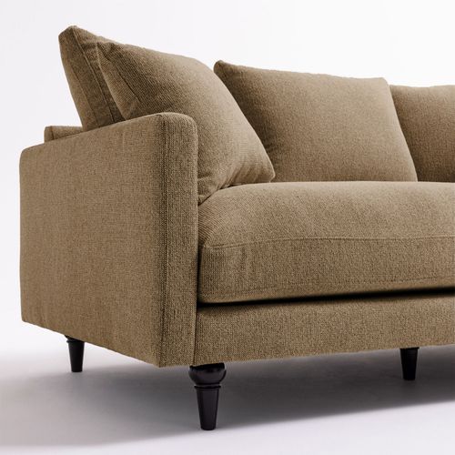 Canapé 3 Places En Tissu Pieds Tournés