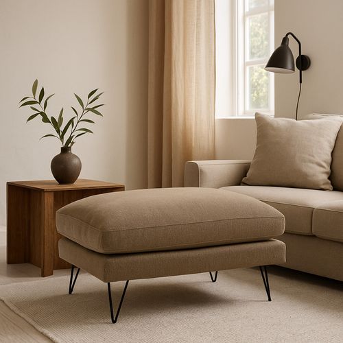 Pouf En Tissu Pieds Épingles Noirs