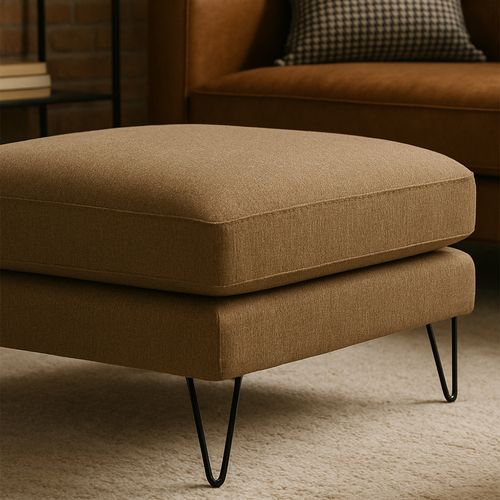 Pouf En Tissu Pieds Épingles Noirs