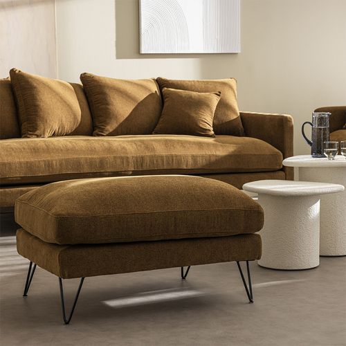 Pouf En Tissu Pieds Épingles Noirs