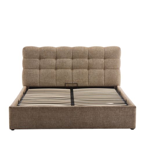 Lit Coffre Matelassé En Tissu 160x200cm