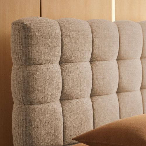 Lit Coffre Matelassé En Tissu 160x200cm