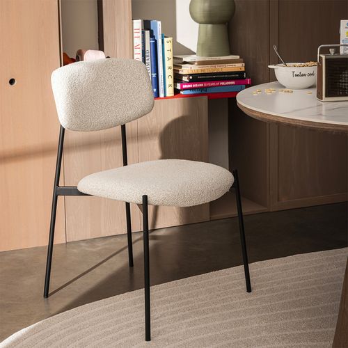 Lot De 2 Chaises En Tissu Bouclette Et Métal