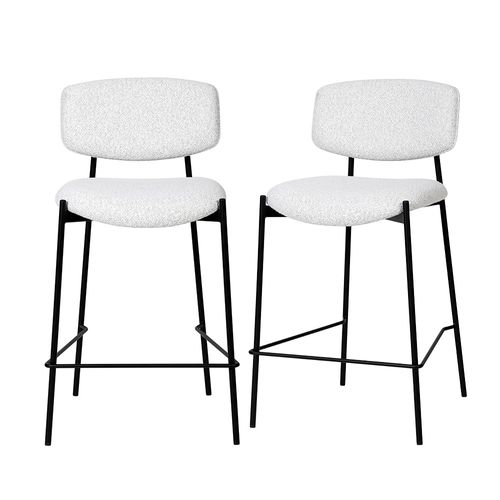 Lot De 2 Chaises De Bar En Tissu Bouclette Et Métal H65cm