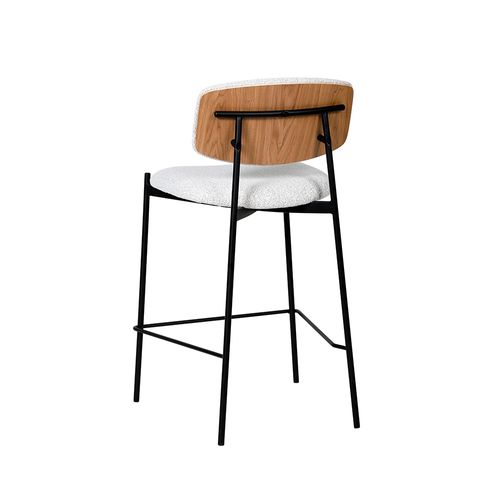 Lot De 2 Chaises De Bar En Tissu Bouclette Et Métal H65cm