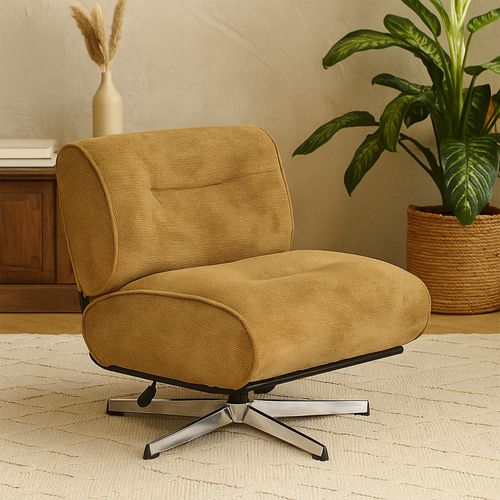 Fauteuil Pivotant En Tissu Chenille Pied Étoile