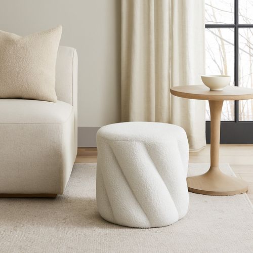 Pouf Rond En Tissu Bouclette Ø37cm