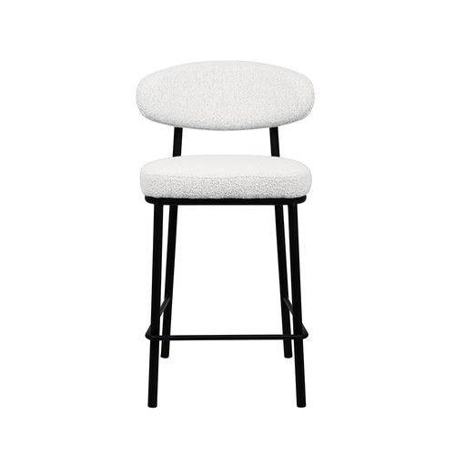 Lot De 2 Chaises De Bar En Tissu Bouclette, Bois Et Métal H65cm