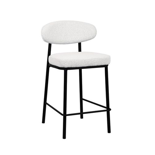 Lot De 2 Chaises De Bar En Tissu Bouclette, Bois Et Métal H65cm