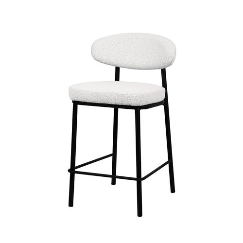 Lot De 2 Chaises De Bar En Tissu Bouclette, Bois Et Métal H65cm