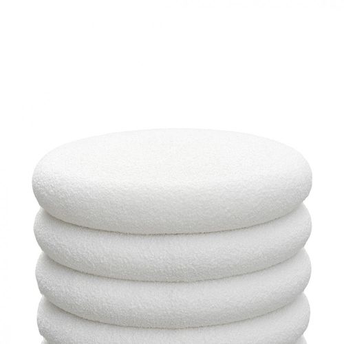 Lot De 2 Poufs Coffres Ronds En Tissu Bouclette Ø47cm