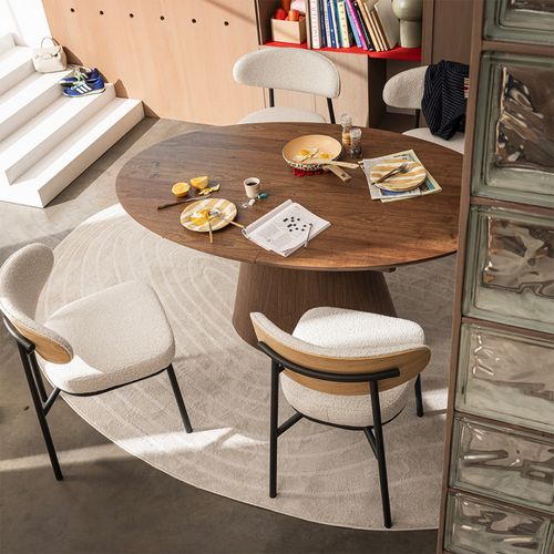 Lot De 2 Chaises En Tissu Bouclette, Bois Et Métal