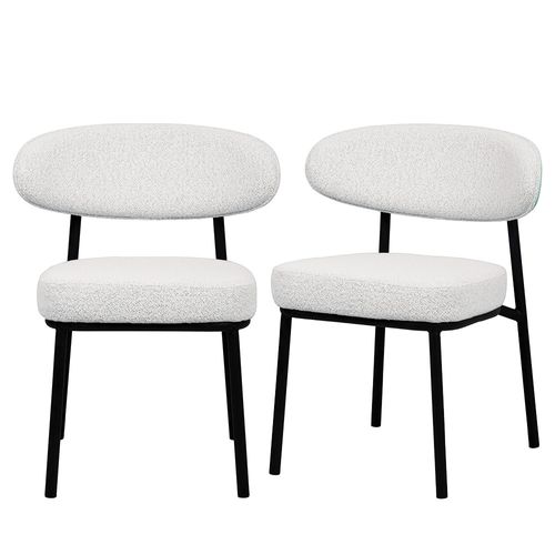 Lot De 2 Chaises En Tissu Bouclette, Bois Et Métal