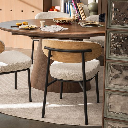 Lot De 2 Chaises En Tissu Bouclette, Bois Et Métal