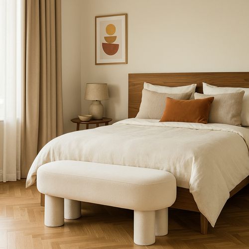 Banc Arrondi En Tissu Bouclette L105cm