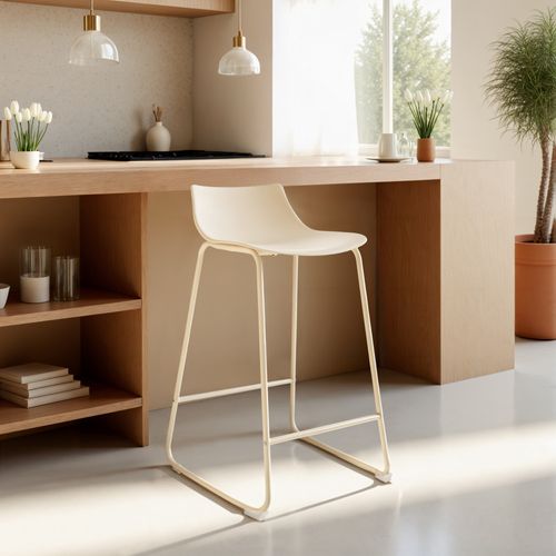 Lot De 4 Chaises De Bar En Plastique Et Métal H66cm