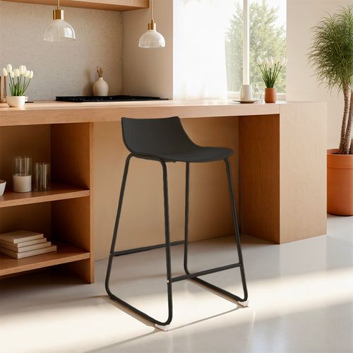 Lot De 4 Chaises De Bar En Plastique Et Métal H66cm