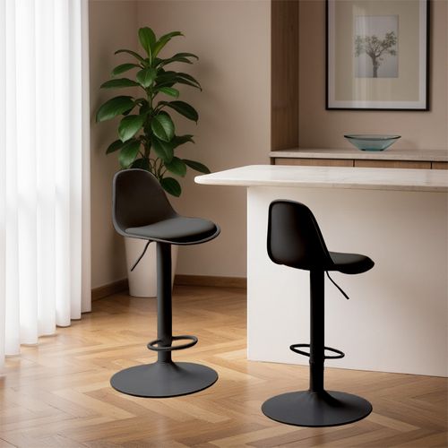 Lot De 2 Chaises De Bar Réglables En Simili Et Métal H61-83cm