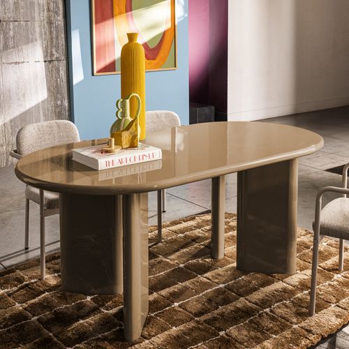 Table à Manger 6 Personnes Ovale En Bois Laqué