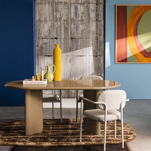 Table à Manger 6 Personnes Ovale En Bois Laqué