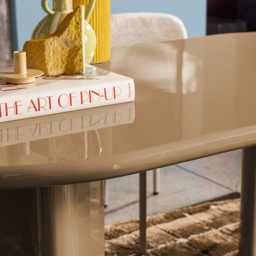 Table à Manger 6 Personnes Ovale En Bois Laqué