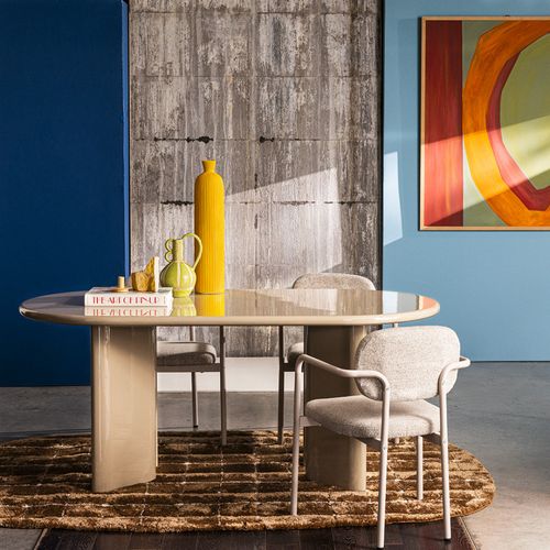 Table à Manger 6 Personnes Ovale En Bois Laqué