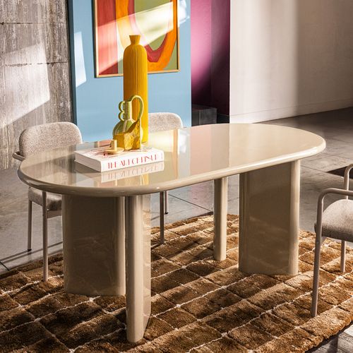 Table à Manger 6 Personnes Ovale En Bois Laqué