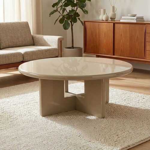 Table Basse Ronde En Bois Laqué Ø80cm