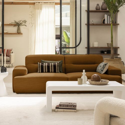 Canapé Droit 4 Places En Tissu à Accoudoirs Larges