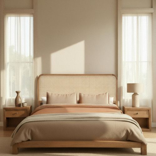 Tête De Lit En Cannage Et Bois L160cm