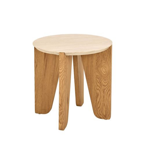 Table D'appoint Ronde En Effet Travertin Ø50cm