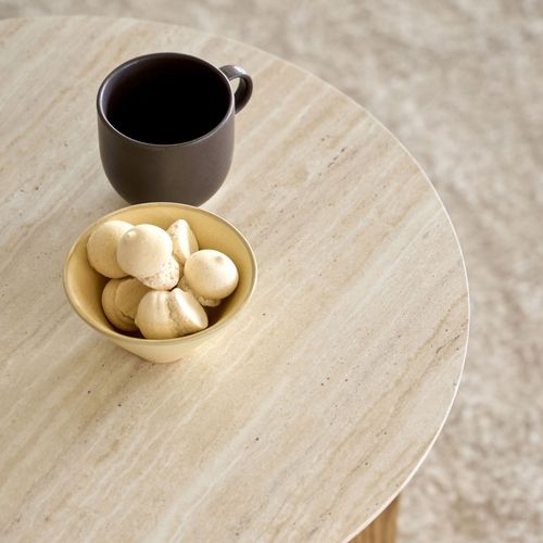Table D'appoint Ronde En Effet Travertin Ø50cm