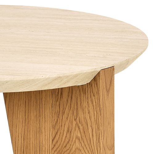 Table D'appoint Ronde En Effet Travertin Ø50cm