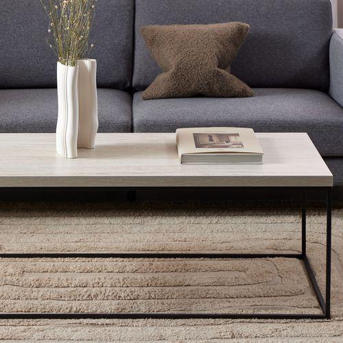 Table Basse En Effet Travertin Et Métal 110x50cm