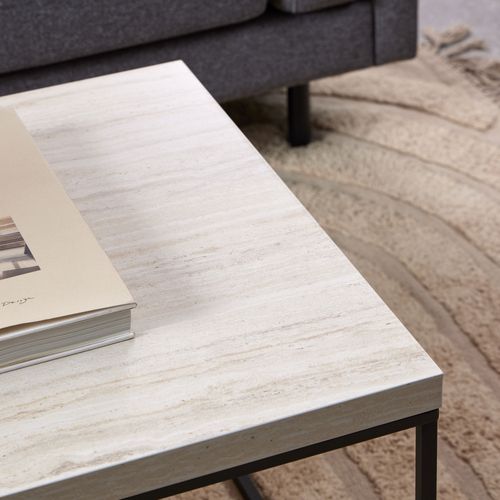 Table Basse En Effet Travertin Et Métal 110x50cm