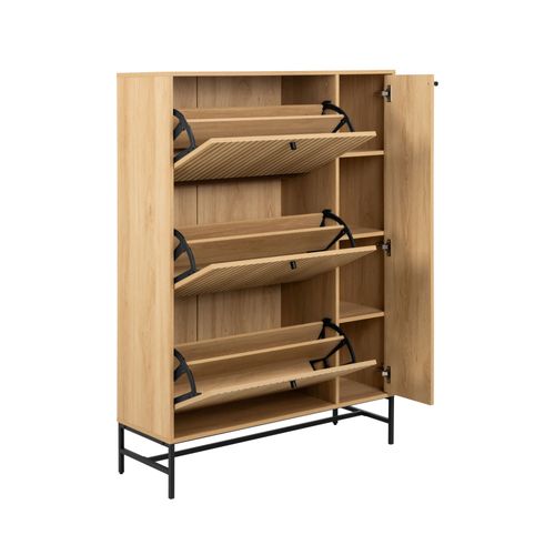 Meuble à Chaussures 4 Portes En Bois Et Métal L98,7cm