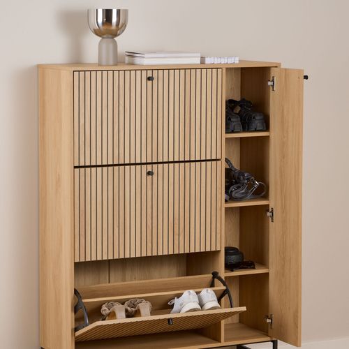 Meuble à Chaussures 4 Portes En Bois Et Métal L98,7cm