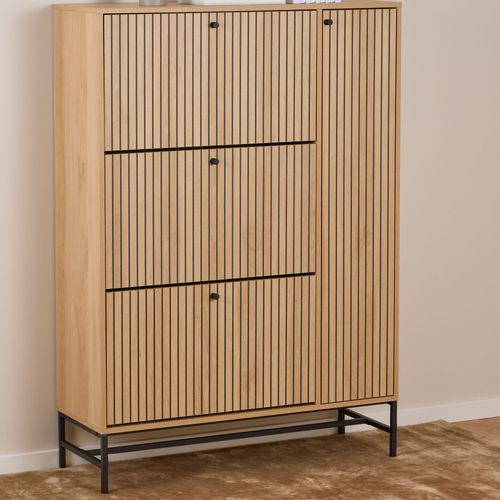 Meuble à Chaussures 4 Portes En Bois Et Métal L98,7cm