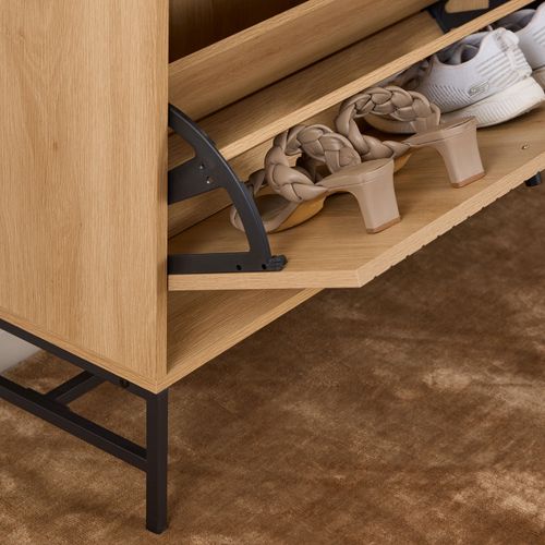 Meuble à Chaussures 4 Portes En Bois Et Métal L98,7cm