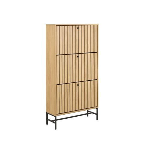 Meuble à Chaussures 3 Portes En Bois Et Métal L71,6cm