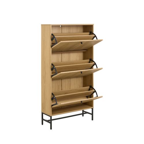 Meuble à Chaussures 3 Portes En Bois Et Métal L71,6cm