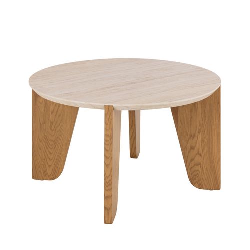 Table Basse Ronde En Effet Travertin Ø80cm