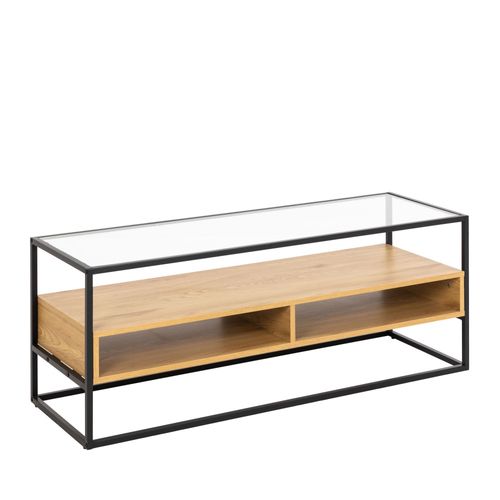 Meuble TV En Verre, Bois Et Métal L120cm