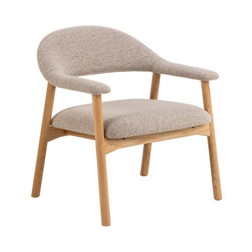 Fauteuil Lounge En Tissu Bouclette Et Bois