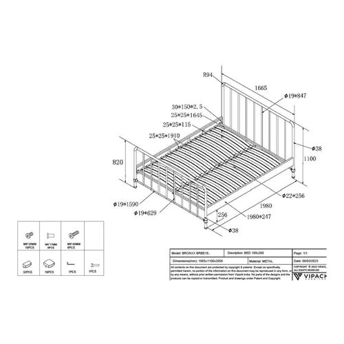 Lit En Métal 160x200cm