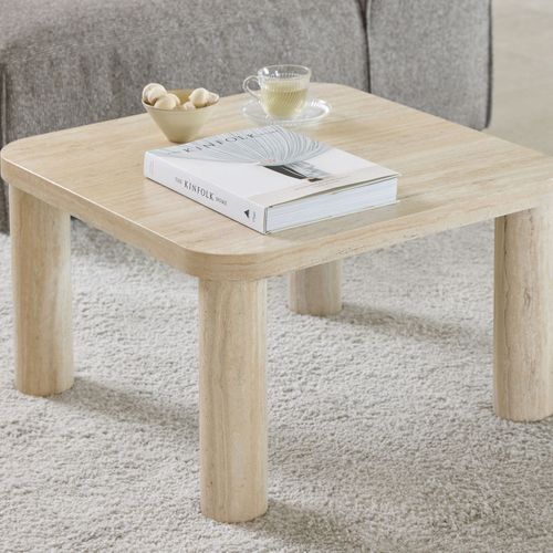 Table Basse Carrée Effet Travertin 60x60cm